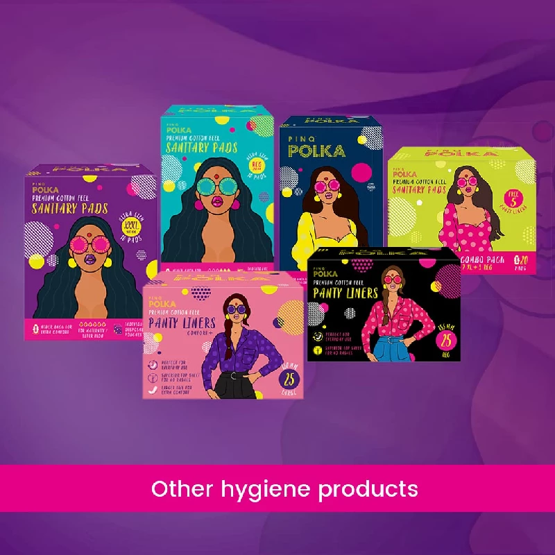 PINQ POLKA Premium Organic Soft Cotton Sanitary Pads, 10 Pads-9.webp